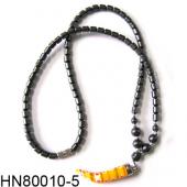 Yellow Lampwork Glass Beads Pendant Horn Shape with Hematite Beads Strands Necklace